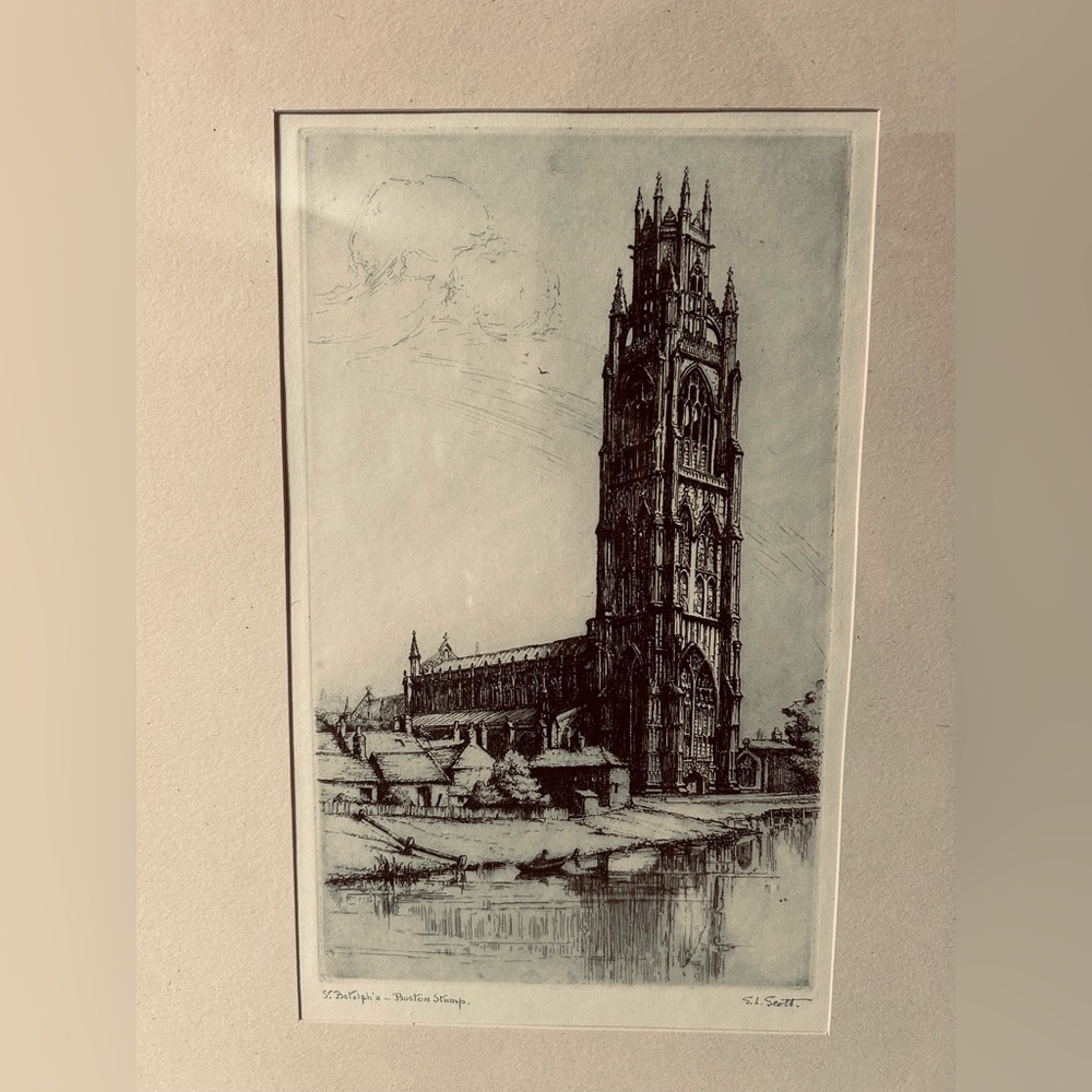 Vintage St. Botolph’s Church, Boston – Gothic Architectural Etching | 1930 - Picture 2 of 7